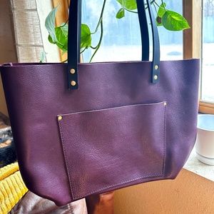 Portland Leather Large Plum Classic Tote